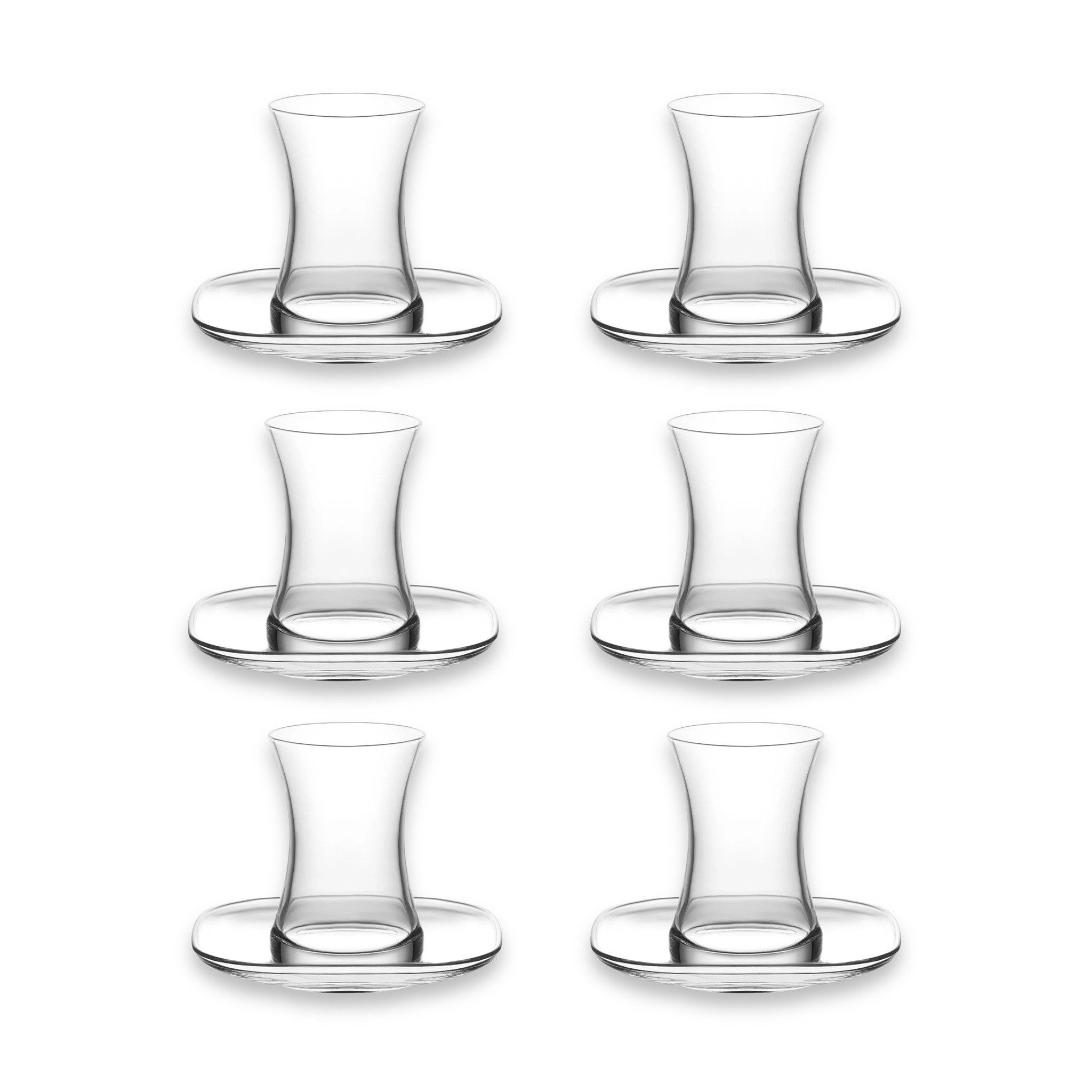 LAV Gläser-Set Zen 6x Teegläser + 6x Unterteller, 12-tlg., Glas, 12-tlg. Set, 155ml, ideal für Teegenuss