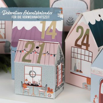 PAPIERDRACHEN befüllbarer Adventskalender DIY Adventskalender zum Basteln und Befüllen - Häuser Set