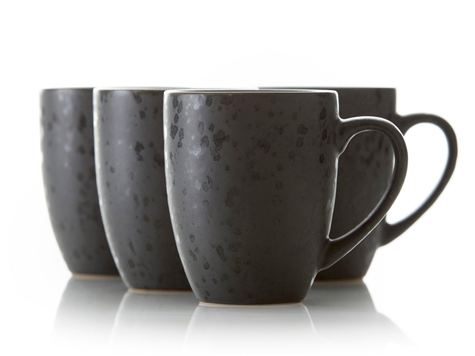 Bitz Geschirr-Set Becher mit Henkel black/grey/green/dark blue Set4, Steinzeug, Becher 30 cl 4 Stck Schwarz/Grau-Grün-Dunkelblau