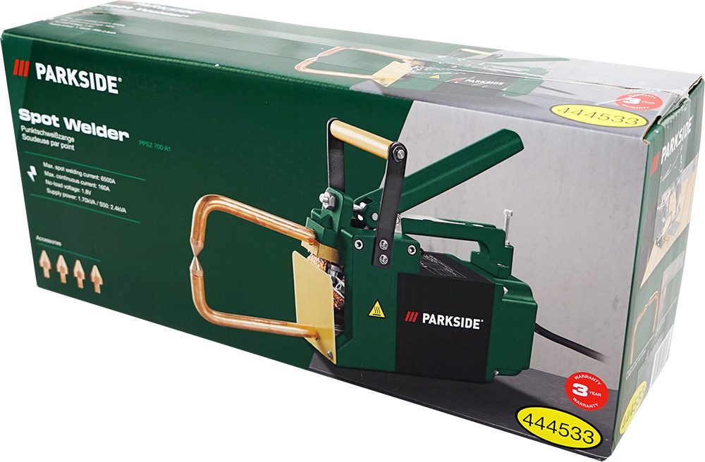 Parkside Elektroschweißgerät Punktschweißzange PPSZ 700 Punkt Schweißgerät, Passend für Elektroden mit M8-Gewinde
