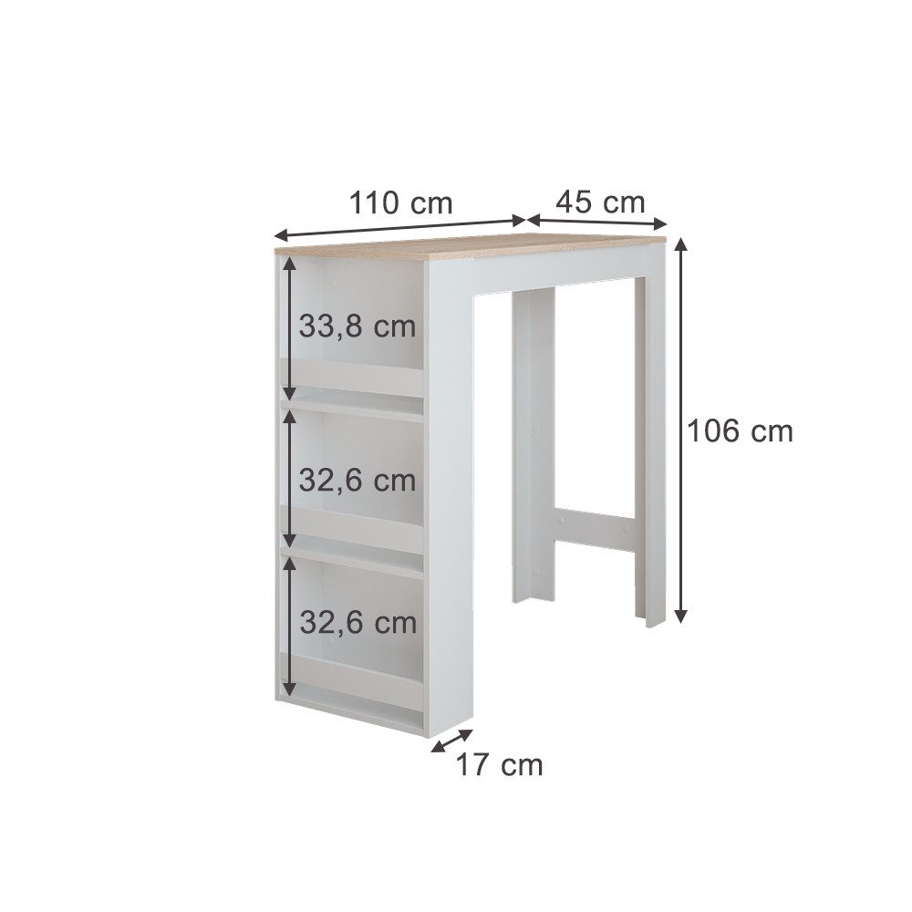 Vicco Bartisch Repose, Weiß/Sonoma, 45 x günstig online kaufen