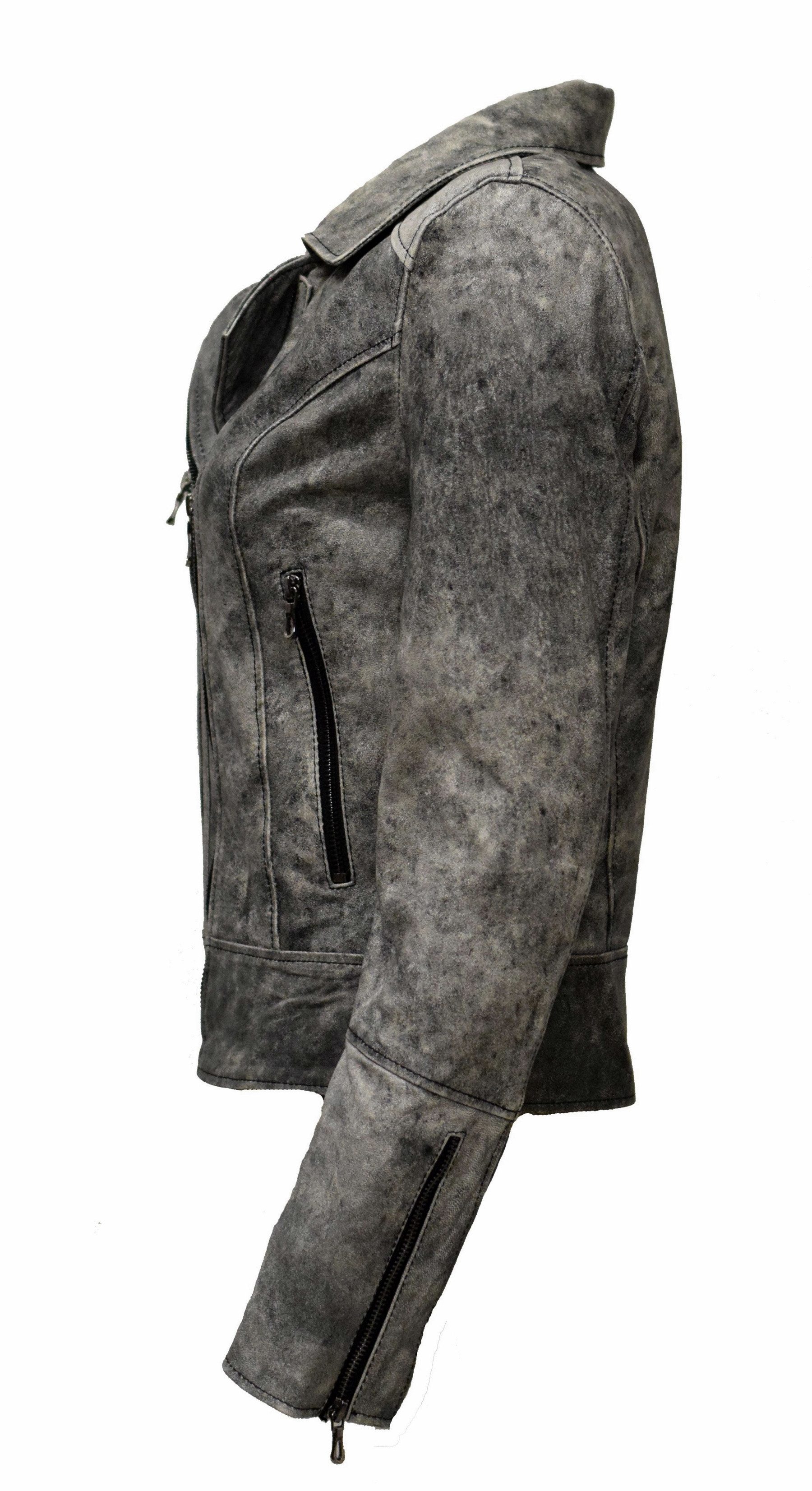 Zimmert Leather Lederjacke Liusa Schwarzgrau im Vinage Look, oder gecrushed günstig online kaufen