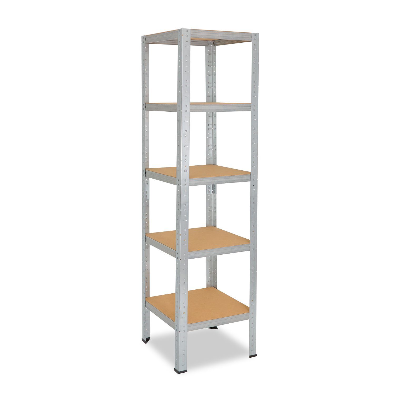 shelfplaza Schwerlastregal HOME, 155x50x50cm verzinkt, Metallregal mit 5 Böden, als Kellerregal, Garagenregal, Werkstattregal oder Lagerregal, Steckregal Metall mit 175kg Tragkraft