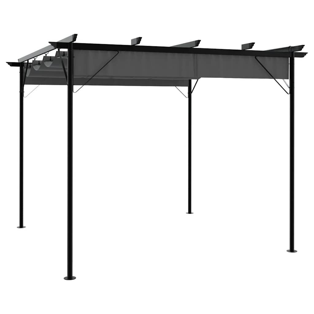 vidaXL Pergola Pergola mit Ausziehbarem Dach Anthrazit 3x3 m Stahl 180 g/m², BxTxH: 300x300x225 cm, (1-tlg)