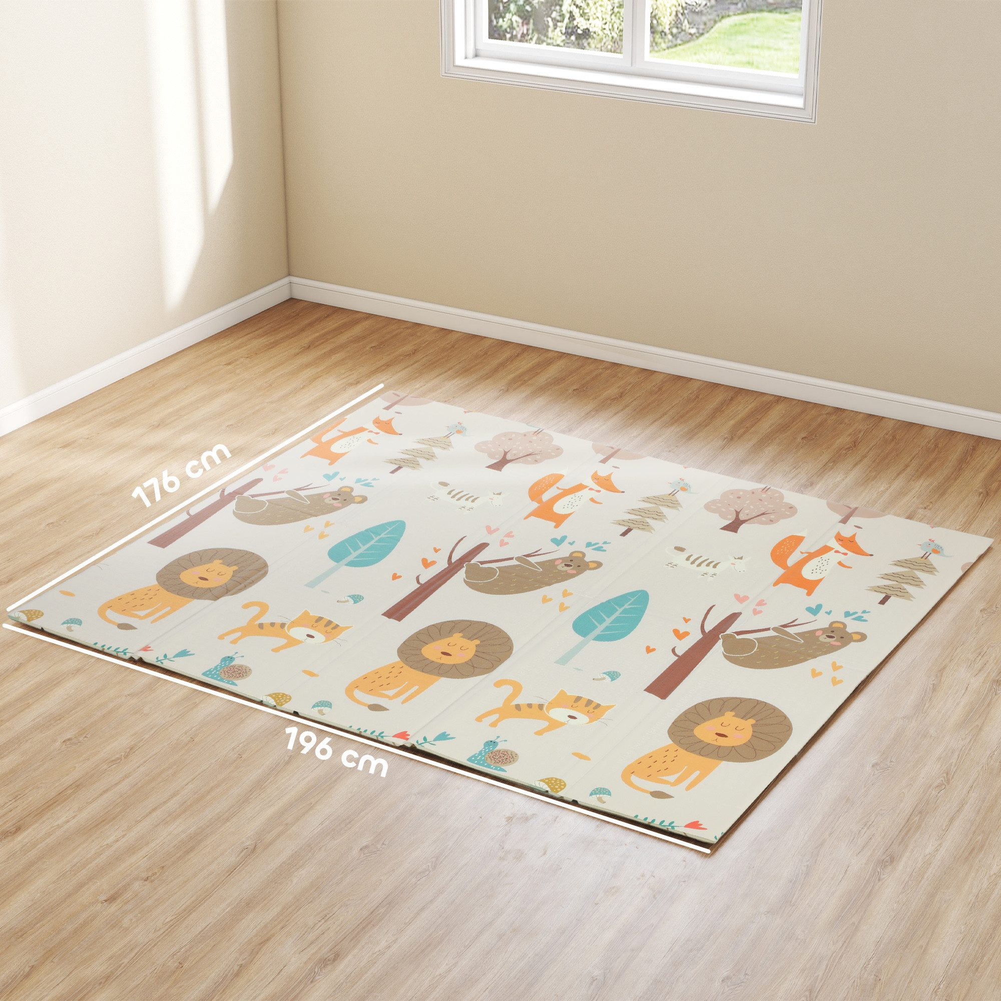AIYAPLAY Spielmatte Spielteppich Krabbeldecke Wasserdicht für Innen & Outdoor (Spiel Matte, 1-St., Doppelseitige Krabbelmatte), 196 x 176 x 1,5 cm Mehrfarbig – Bild 3 von 5