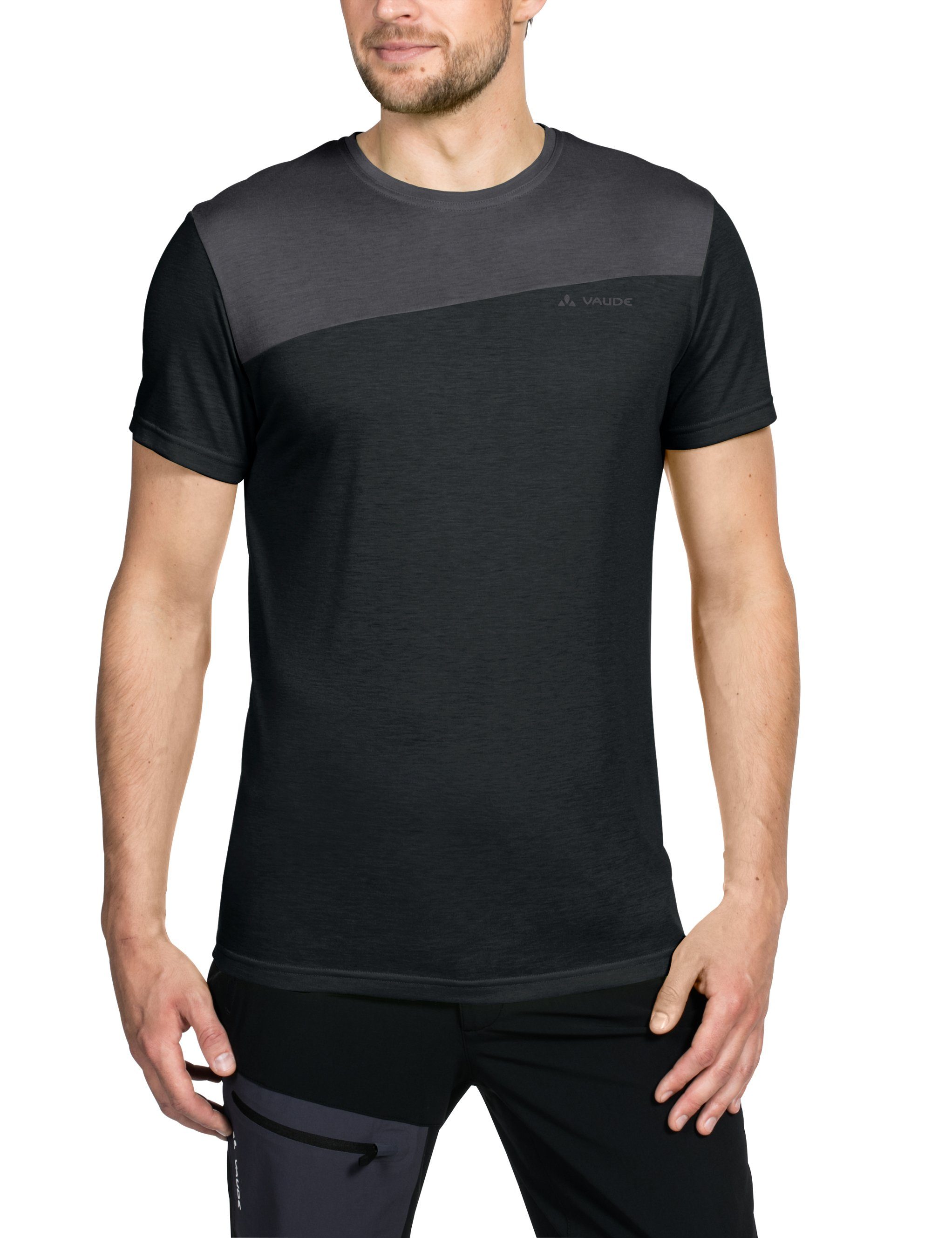 Sveit T-Shirt VAUDE Shirt Grüner Men's Knopf (1-tlg) black