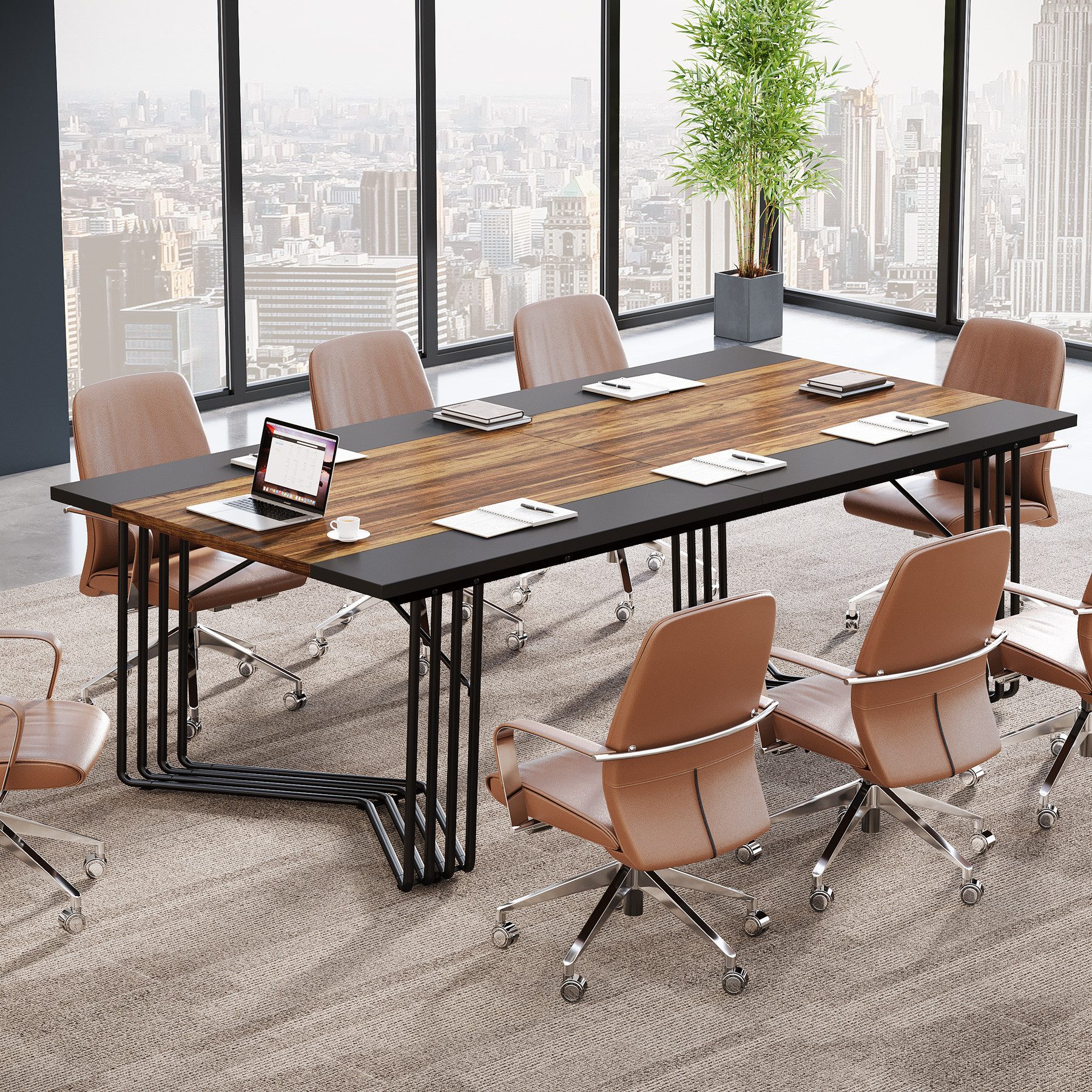Tribesigns Schreibtisch 200cm Konferenztisch, 2 Personen Computertisch Home Office