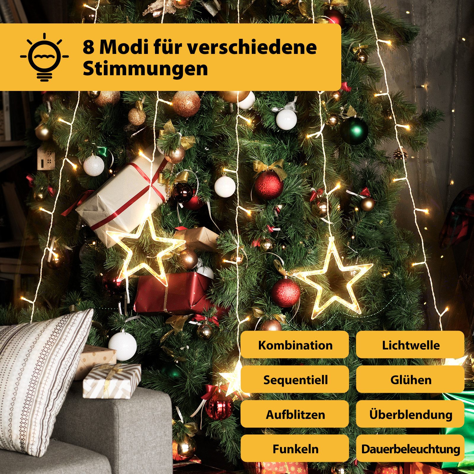 Salcar LED-Lichterkette Christbaumbeleuchtung mit Ring Sterne Lichterkette günstig online kaufen