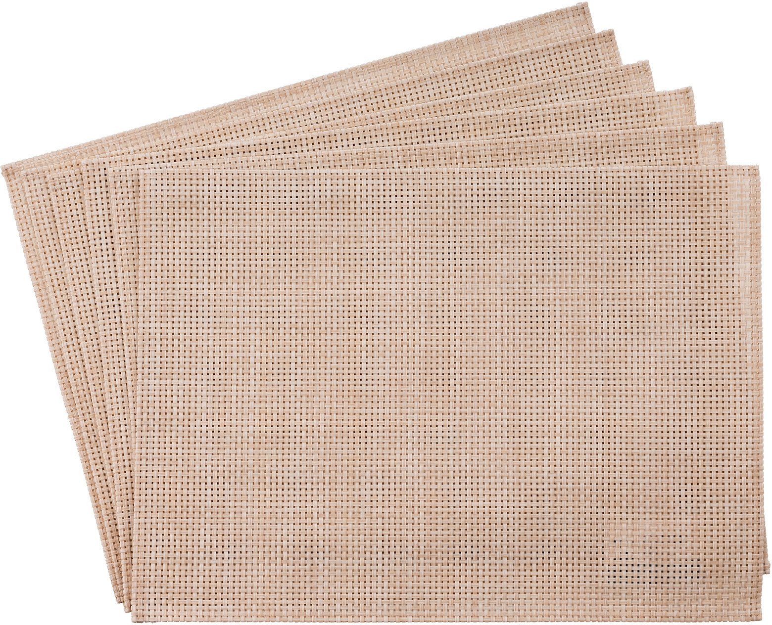 Platzset, Schmalband, APS, (6-St), mit beige 45x33 umgenähten cm leicht Rand, abwischbar