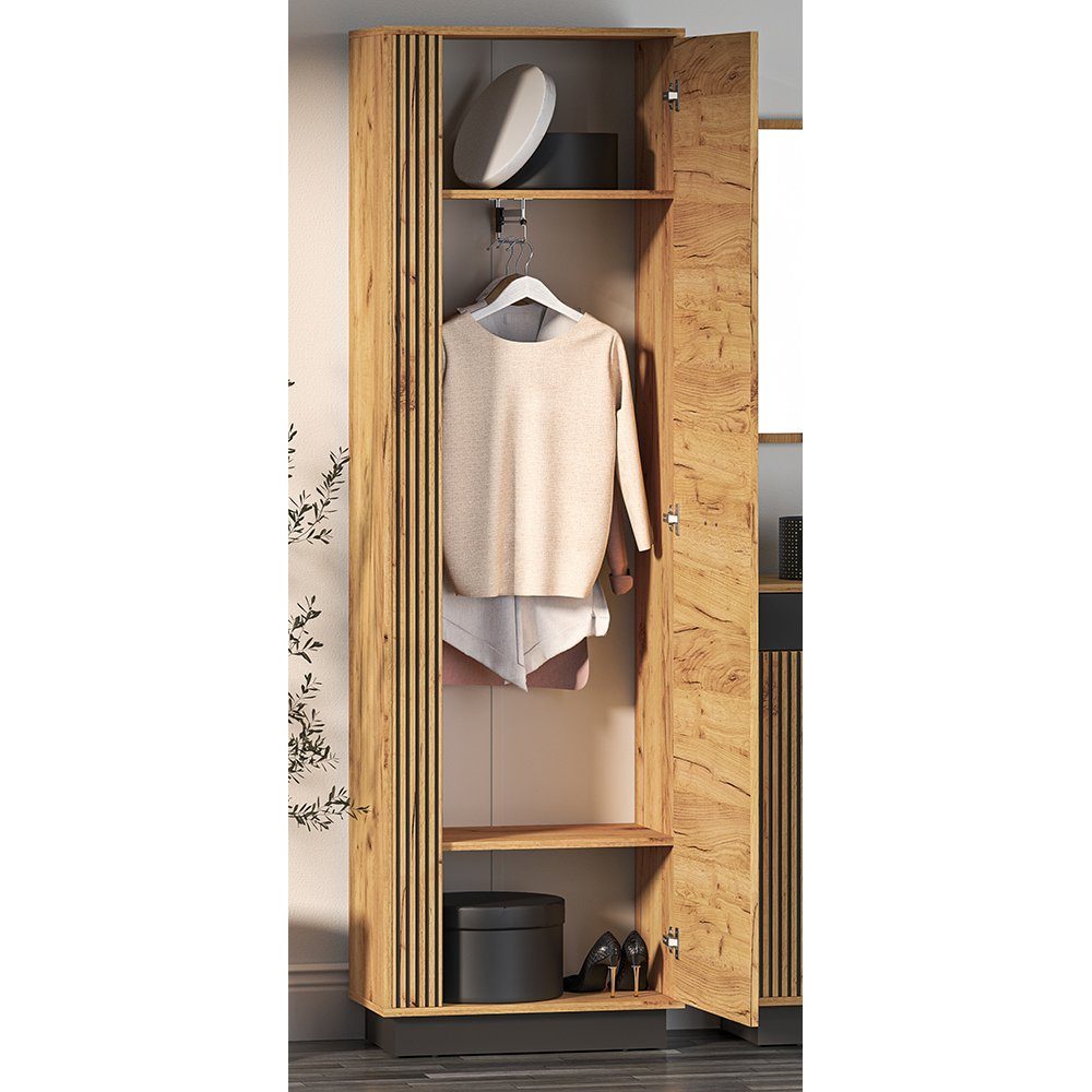 Lomadox Garderobenschrank VINICA-131 Gold Craft Eiche Nb., fühlbare Struktu günstig online kaufen