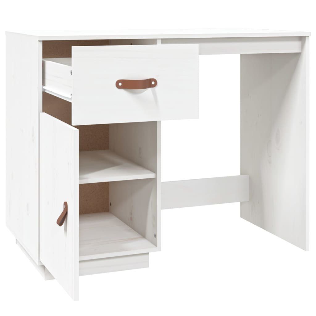 Schreibtisch Weiß Massivholz furnicato Kiefer 95x50x75cm