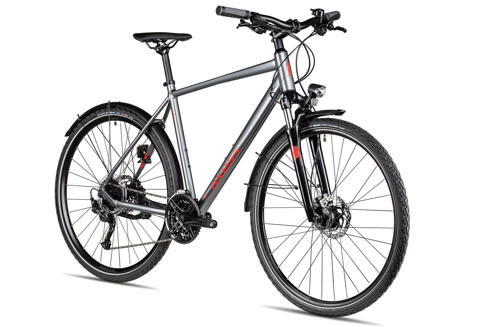 Axess Crossrad VERIS STREET, 27 Gang Shimano RD-Alivio M3100-9 Schaltwerk, Kettenschaltung, Herrenrad 28 Zoll 27-Gang schwarz/grau