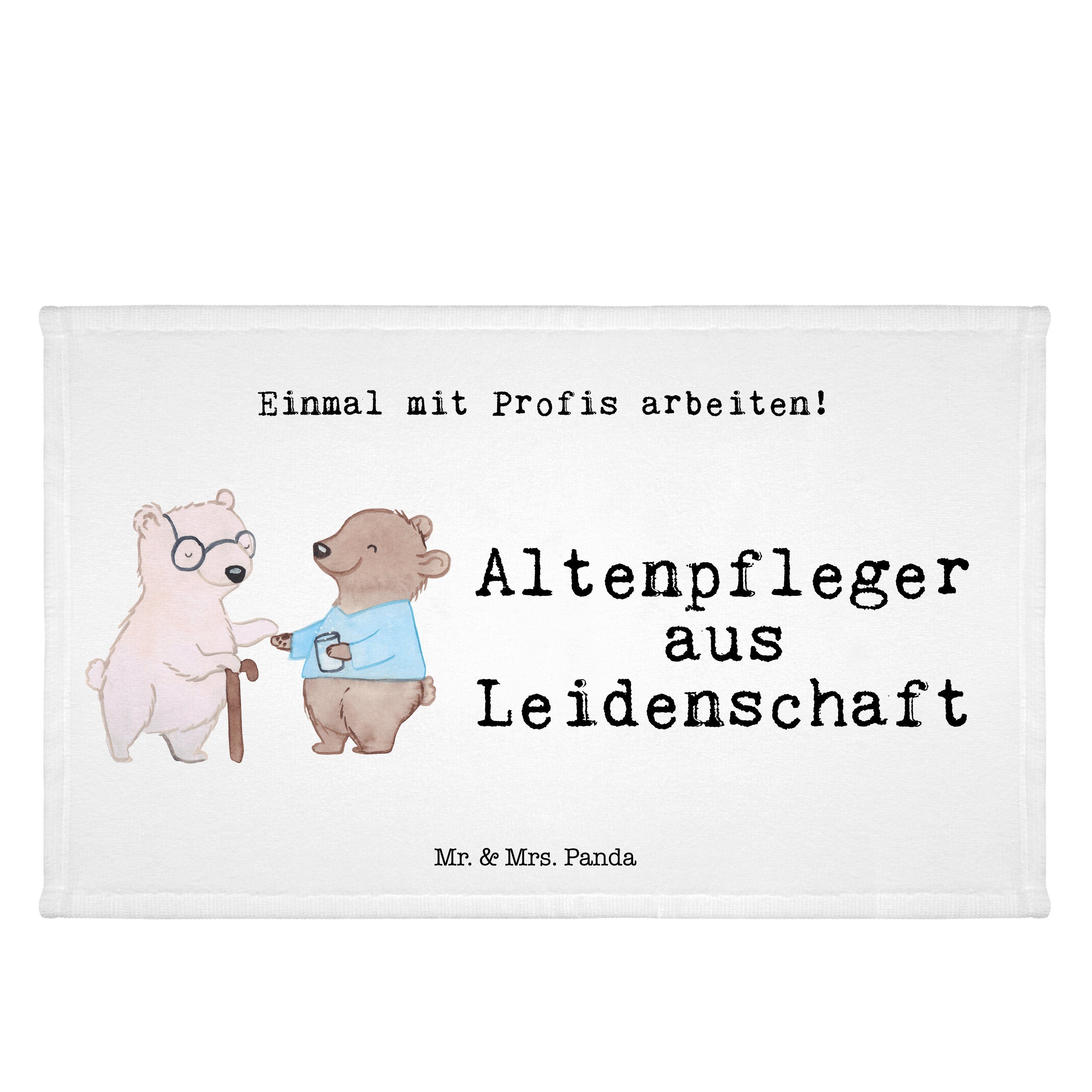 Mr. & Altenpfleger Handtuch aus Leidenschaft Altenheim Eröffnung, - (1-St) Panda Weiß Geschenk, Mrs. 