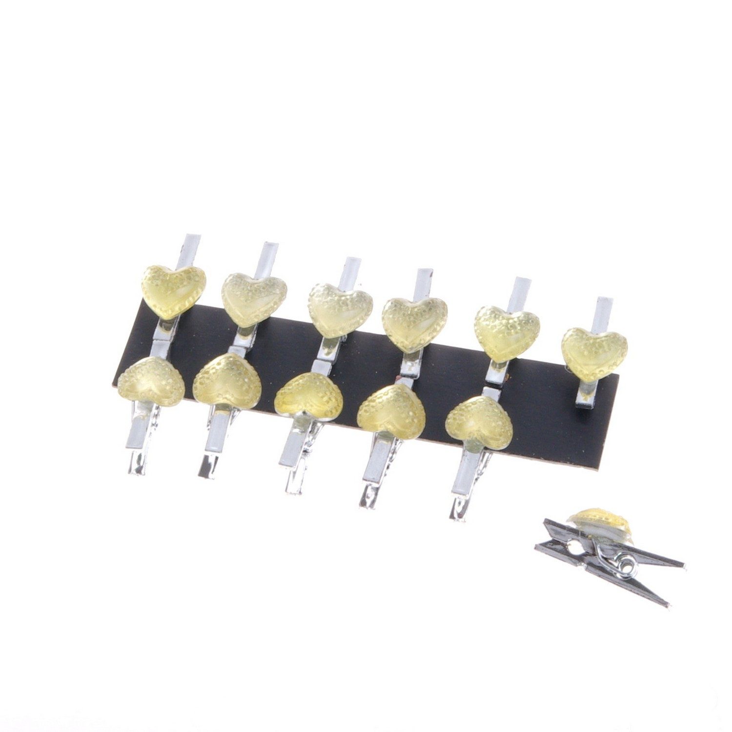 Deko AS Basteldraht Miniklammer "Herz" creme-silber ca. 2,5 cm 1 VE = 3 x 12 Stück - 5601