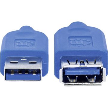 MANHATTAN USB 3 Verlängerungskabel USB 3.0 USB-Kabel, (1.00 cm), Folienschirm, UL-zertifiziert, vergoldete Steckkontakte