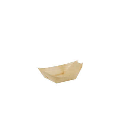 PAPSTAR Einwegschale 500 Stück Fingerfood-Schalen aus Holz pure, 8,5 x 5,5 cm Schiffchen