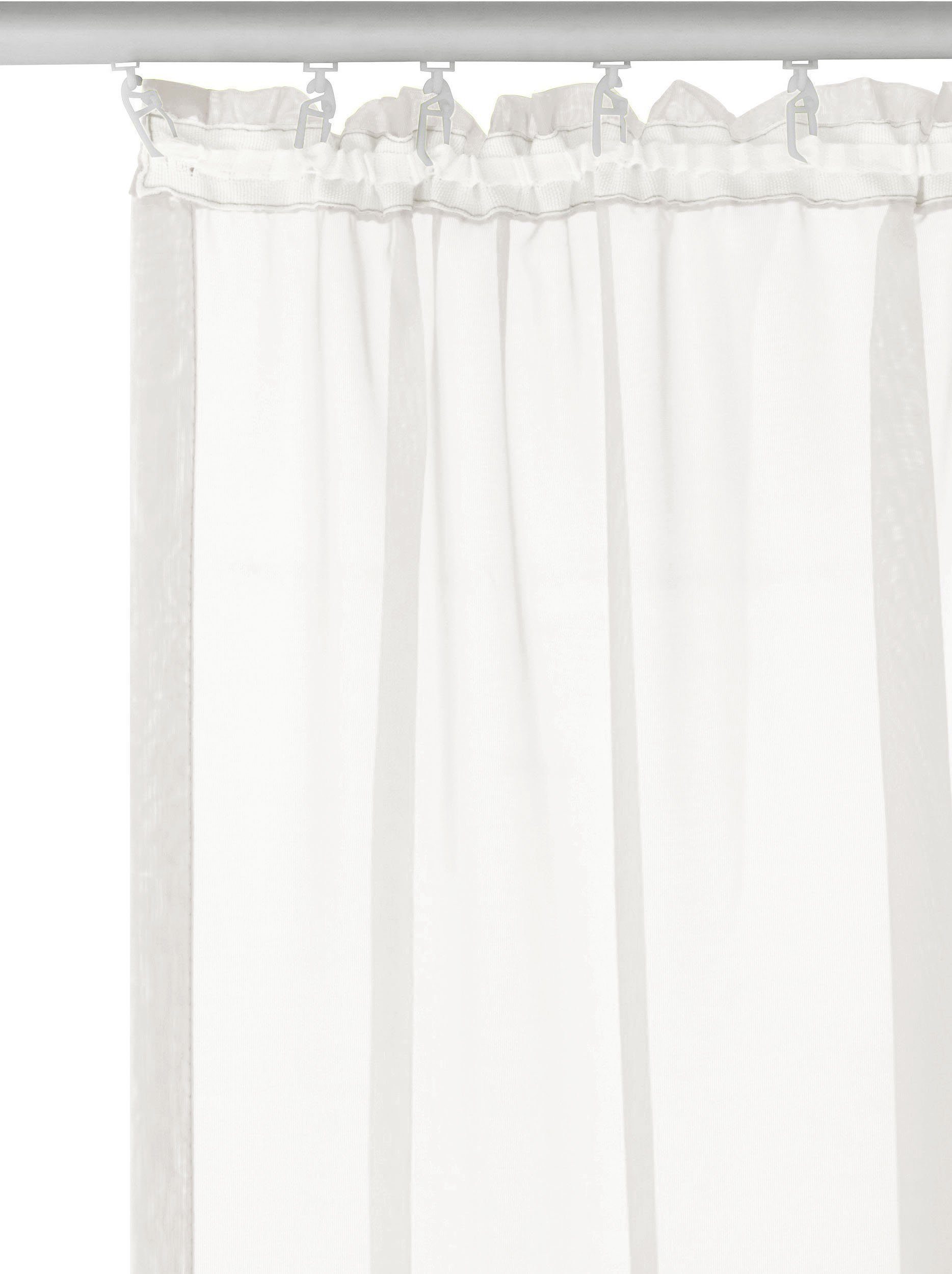 OTTO home Gardine XANA 1er- und 2er-Pack, Kräuselband, Topseller! (1 St), Kräuselband, transparent, Voile, Bestseller, einfarbig, 1 bzw. 2 Schals, pflegeleicht, – Bild 5 von 5