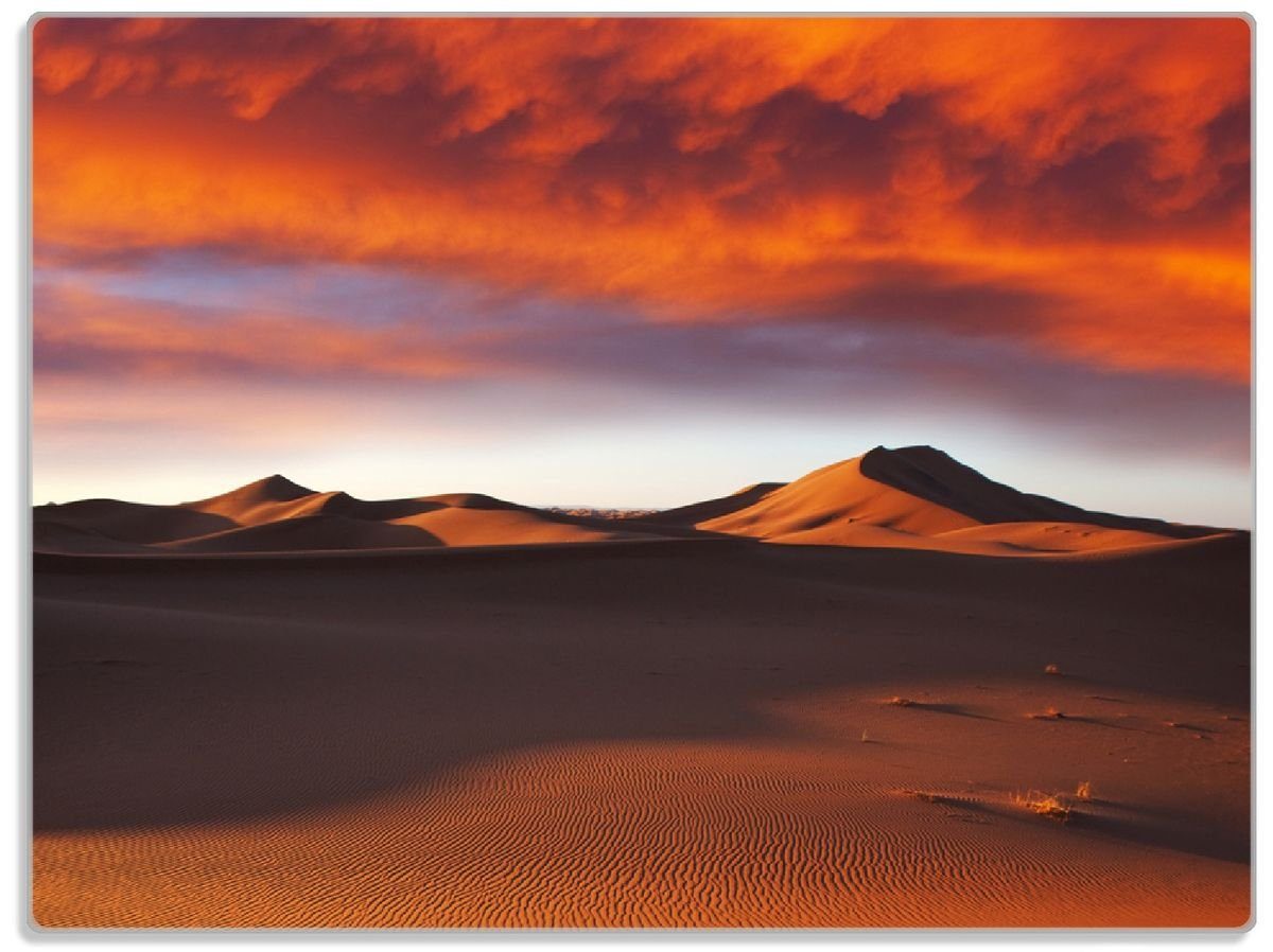 Wallario Schneidebrett Sahara Wüste II - Sanddünen im Sonnenuntergang, ESG-Sicherheitsglas, (inkl. rutschfester Gummifüße 4mm, 1-St), 30x40cm