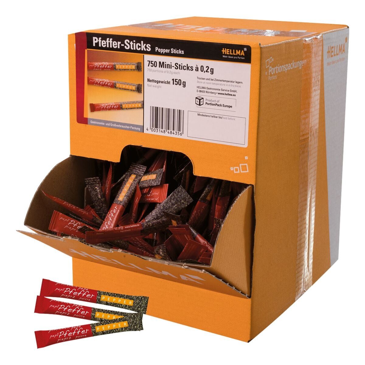 Hellma Gewürz Pfeffer, 750 portionierte Sticks