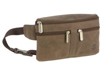 Bear Design Bauchtasche Dark-Nature Leder, flache Hüfttasche 25x14cm, für Damen und Herren, antik braunes Leder