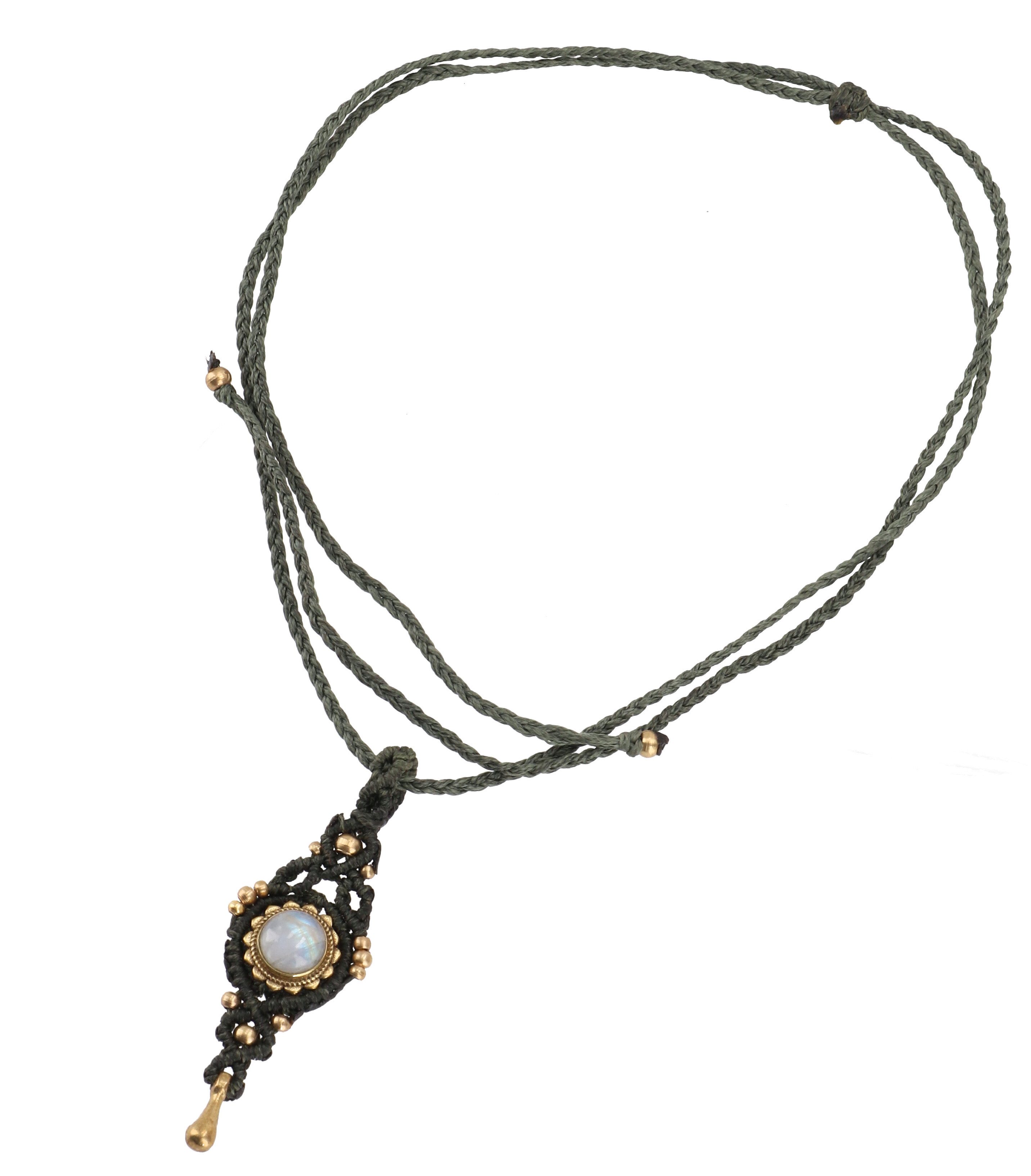 Guru-Shop Perlenkette Boho Makramee Halskette, Unikat Elfenschmuck,..