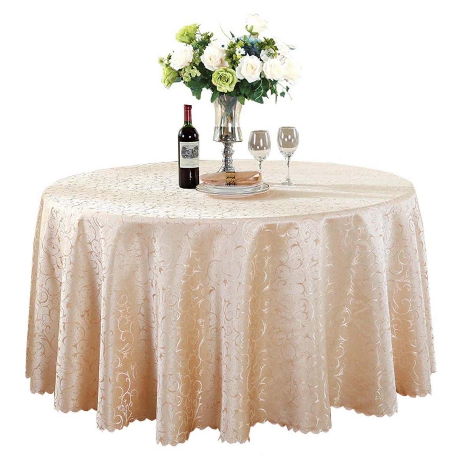 LuxusKollektion Tischdecke Runde Jacquard-Tischdecke Champagnergold 240cm (1-tlg)