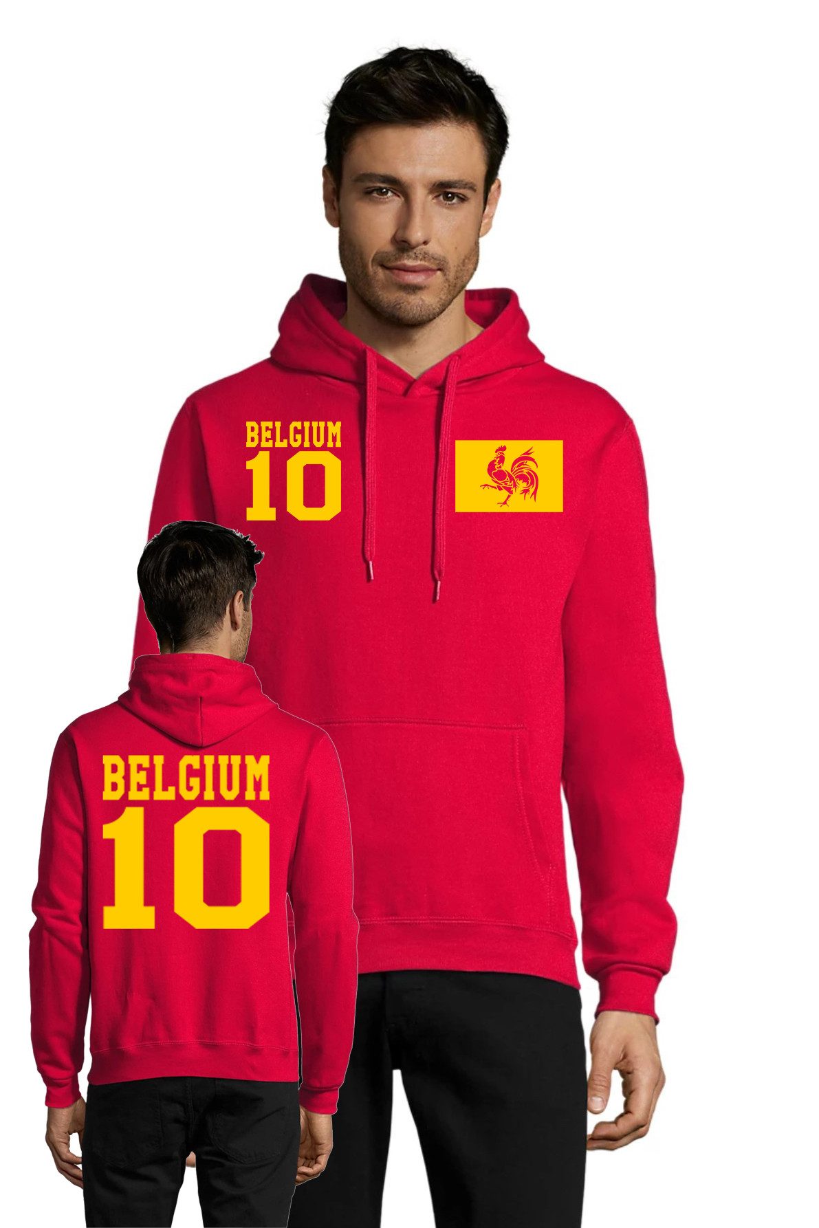 Blondie & Brownie Hoodie Belgien Flaggen Print Nummer 10 Fan Hoodie (Einzelartikel) Belgien Nationalteam Fan Nummer 10