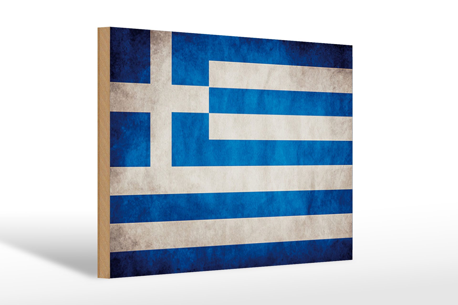Femer GmbH Holzbild Flagge 30x20cm Griechenland Fahne, Flaggen (1 St), Glatte Holzfaserplatte (MDF), vorn beschichtet