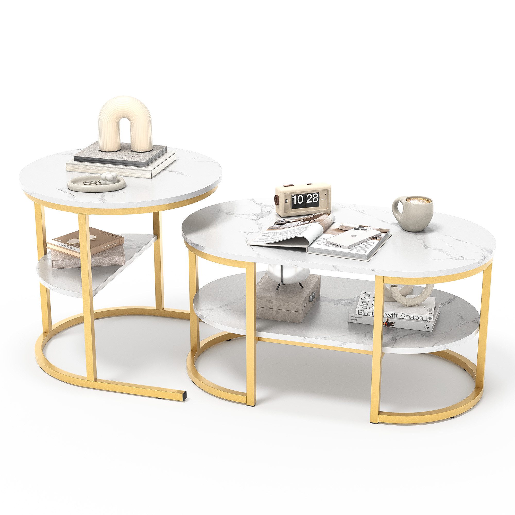 FUROKOY Couchtisch Beistelltisch Sofatisch wohnzimmertisch kaffeetisch 2er günstig online kaufen