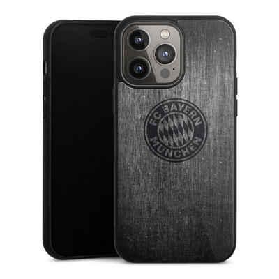 DeinDesign Handyhülle Metallic Look FCB FC Bayern München Metalllook FCB Logo einfarbig, Apple iPhone 14 Pro Max Gallery Case Glas Hülle