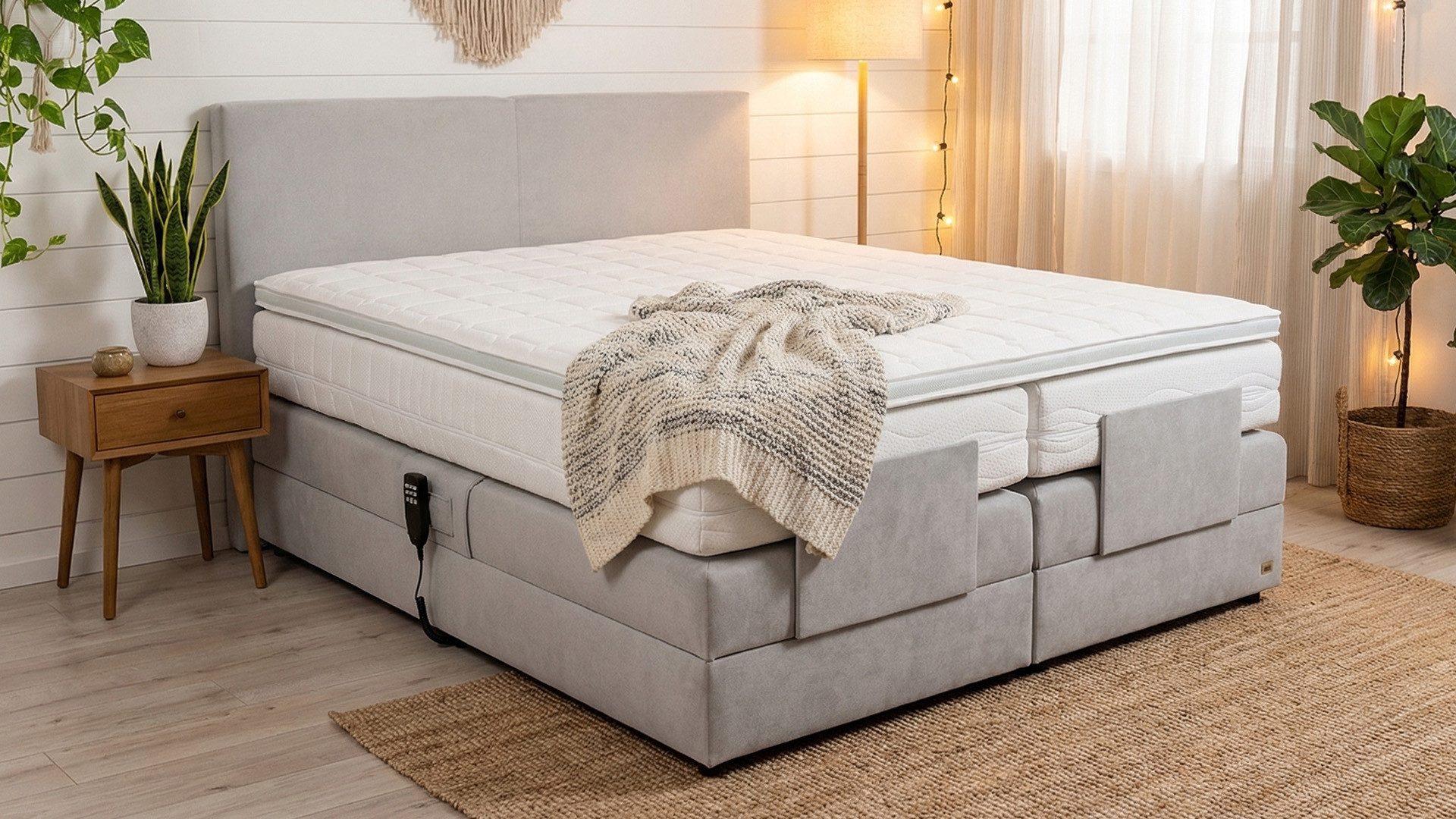 PAARA Boxspringbett Montana elektrisch verstellbar mit Motor alles, inkl. Matratze und Topper, mit einzigartigem Belüftungssystem