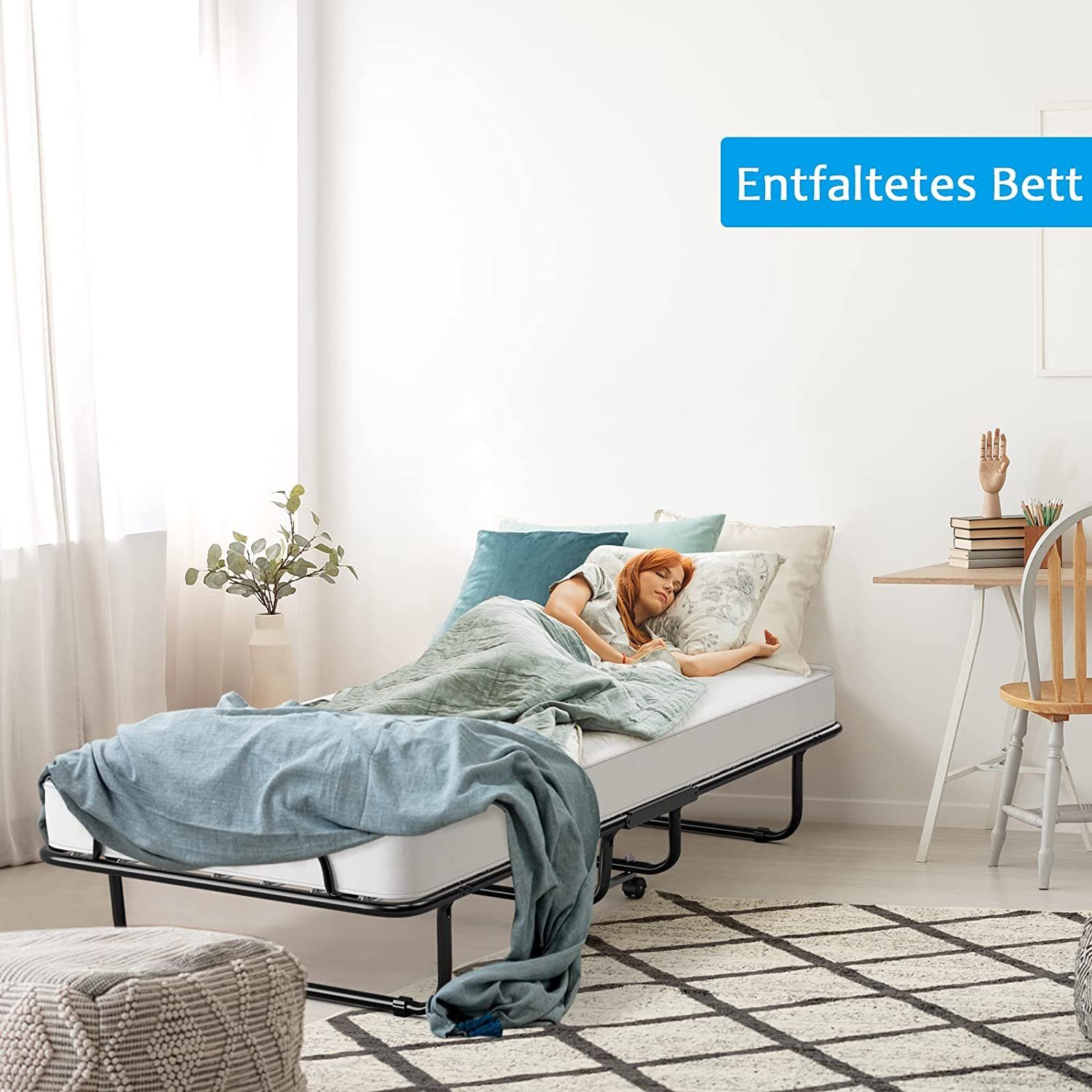 KOMFOTTEU Gästebett Klappbett mit Memoryschaum-Matratze 80x190 günstig online kaufen