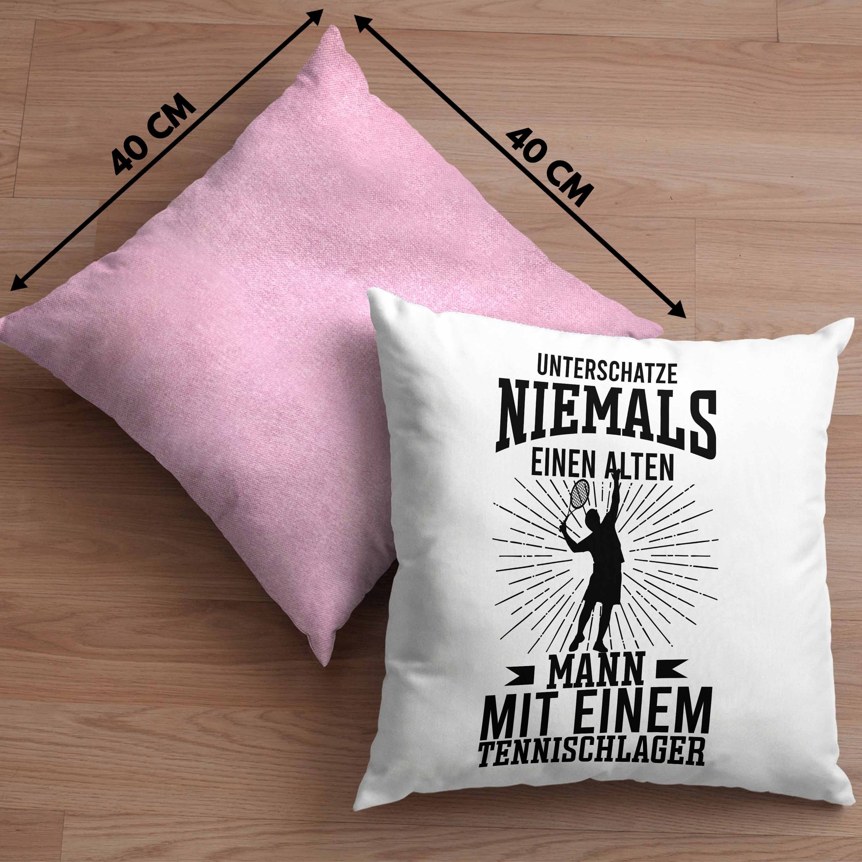 EInen mit Alten Geschenk - Tennisspieler Niemals Unterschätze Tennis-Trainer Rosa Coach Trendation für Trendation Mann 40x40 Füllung Tennis Spruch Männer Dekokissen Frauen mit Dekokissen Kissen für