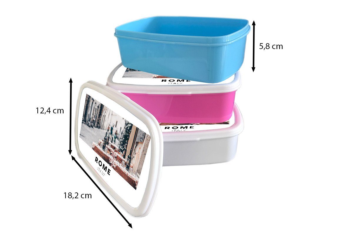 - Snackbox, Erwachsene, - MuchoWow Kunststoff Restaurant, Italien für rosa Rom Kinder, Mädchen, Brotdose Kunststoff, Lunchbox Brotbox (2-tlg),