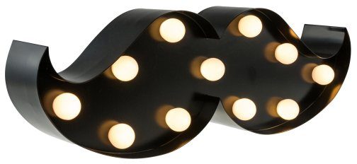 MARQUEE LIGHTS cm 31x10 integriert, LED Tischlampe Moustache 11 mit LEDs - Warmweiß, schwarz Moustache, Tischleuchte Wandlampe, festverbauten fest