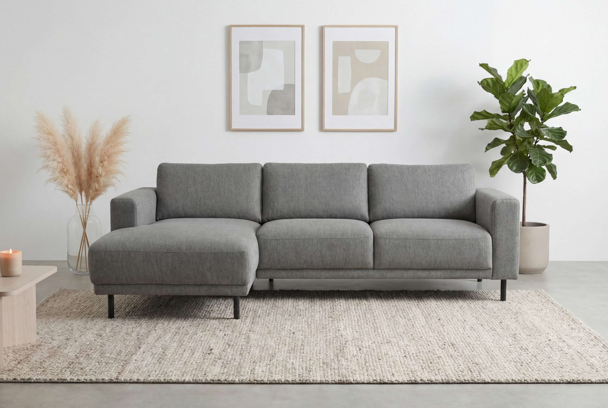 OTTO home Ecksofa Sveeva, L-Form, B.238 cm, schwarze Metallfüße, langlebiger Webstoff, mit Wellenunterfederung, viele Farben