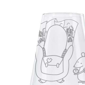 Mr. & Mrs. Panda Weißweinglas Pinguin & Maus Wanderer - Transparent - Geschenk, Wanderlust, Hochwer, Premium Glas, Alltagstauglich & robust