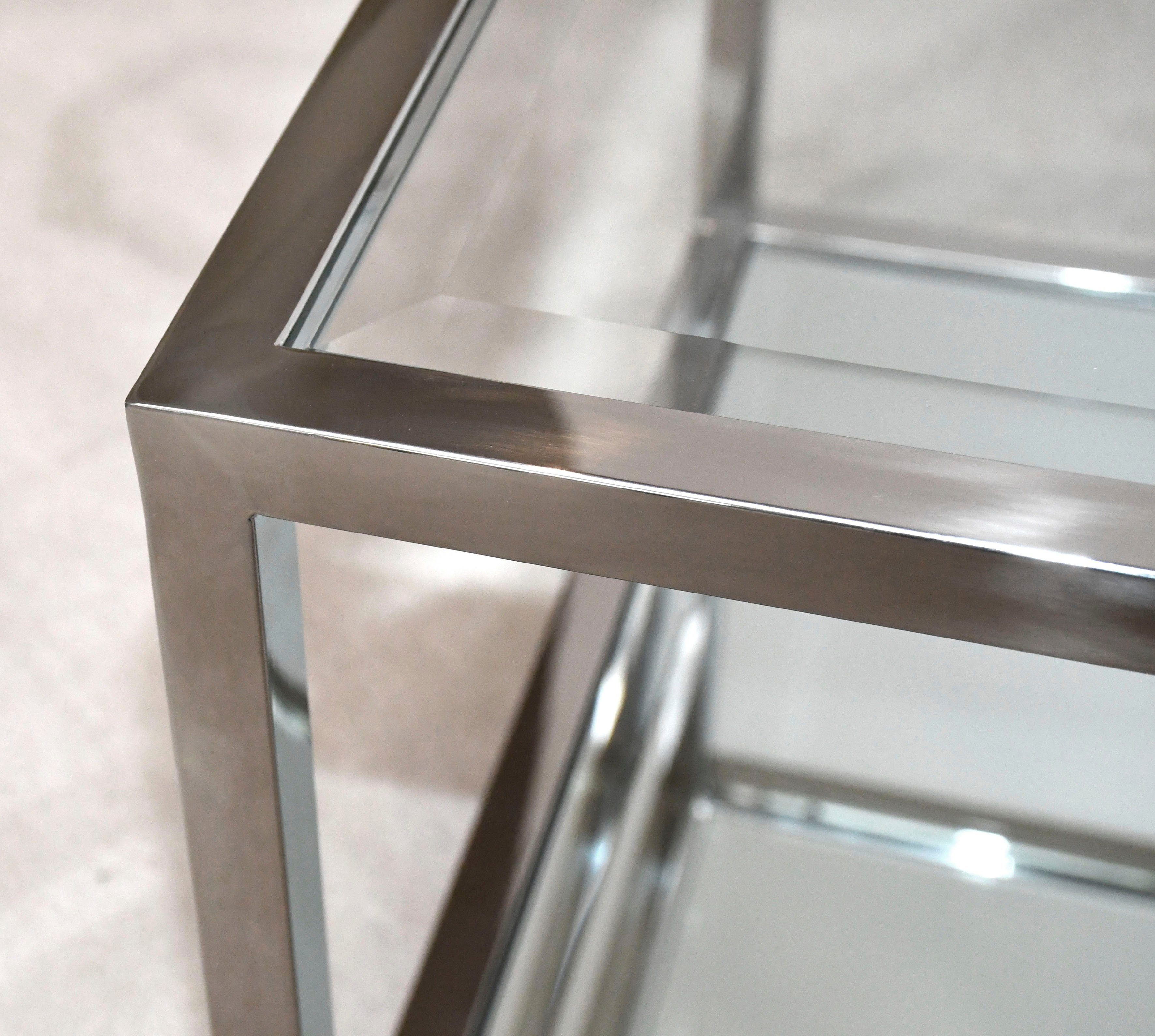 Leonique Couchtisch Maik, Couchtisch, 4 Tische, Glas, Chromgestell, 50x50x35/45