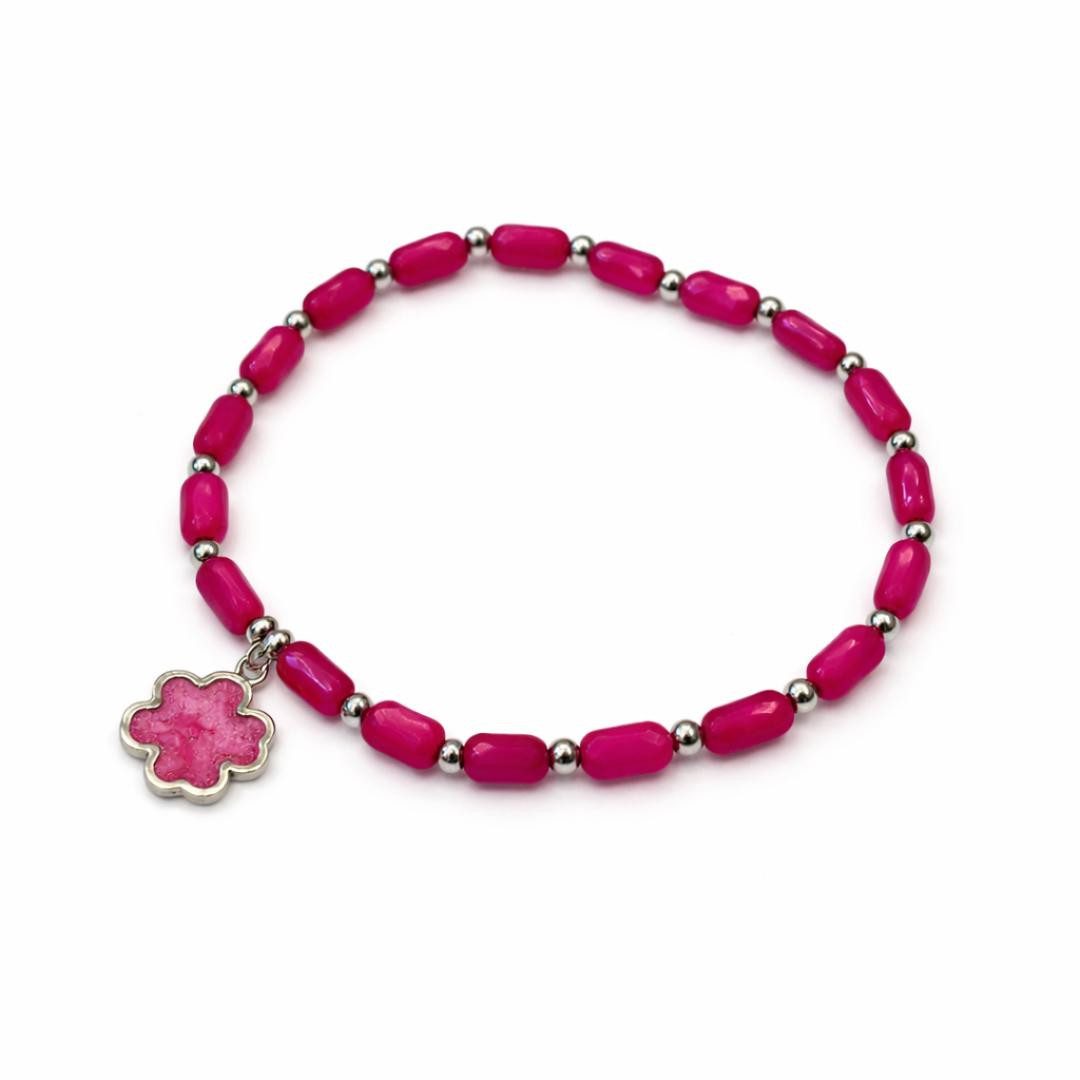 ZUKUNFTSENKEL Edelstahlarmband Edelstahl Armband mit Kleeblatt Anhänger (Trendiges Geschenk für Frauen Damen), Elastische Armkette mit Gummizug