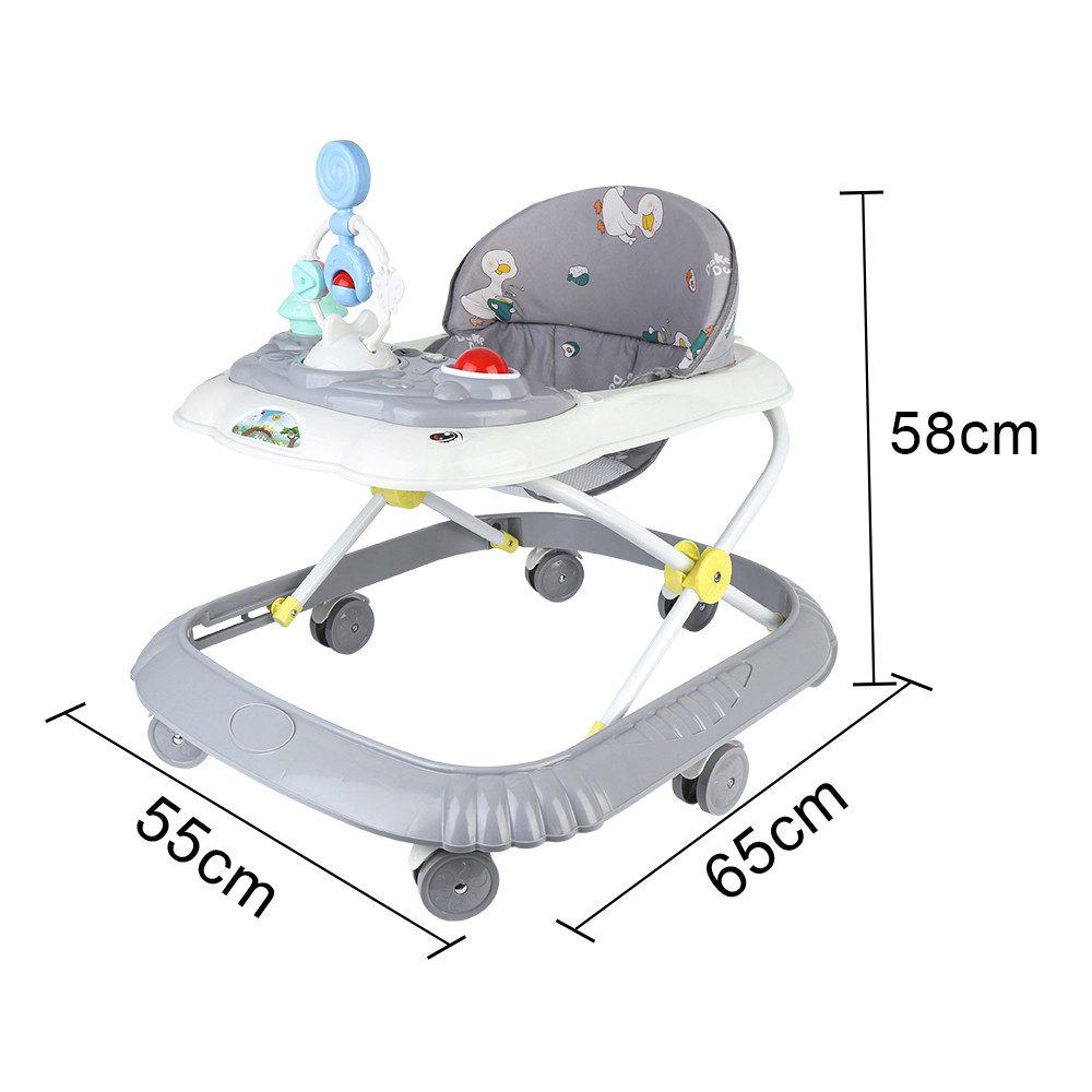 JEOBEST Lauflernhilfe 3 in 1 Lauflernhilfe Babywalker mit Spielstation & Spielzeug, Lauflernwagen mit hoher Rückenlehne, zusammenklappbare