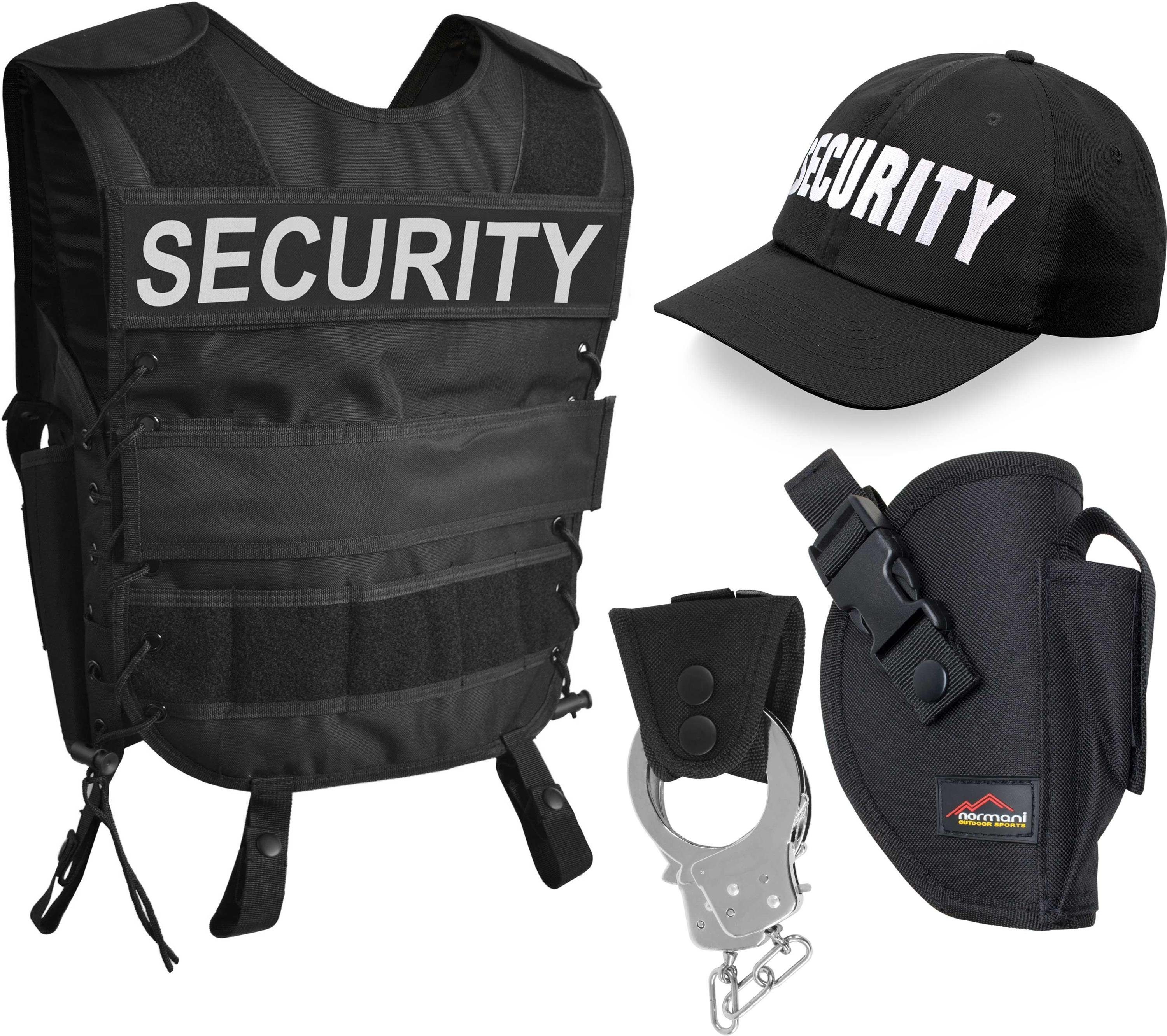 normani Polizei-Kostüm, Karnevalkostüm Security Weste inkl. Holster, Handschellen, Mütze