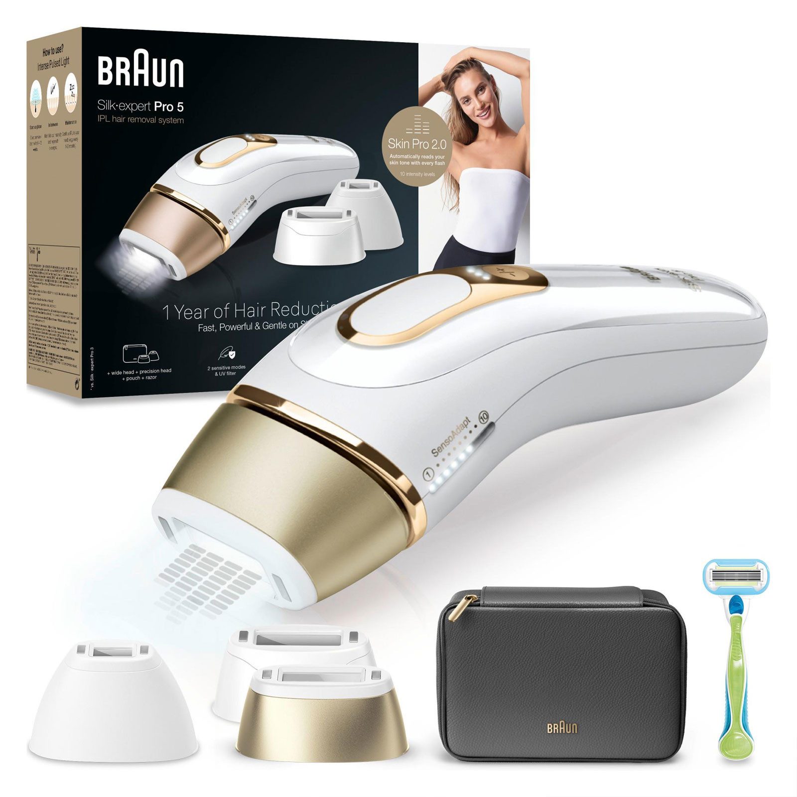 Braun IPL-Haarentferner IPL Silk·expert Pro 5 PL5242, Der breite Aufsatz deckt einen großen Bereich ab