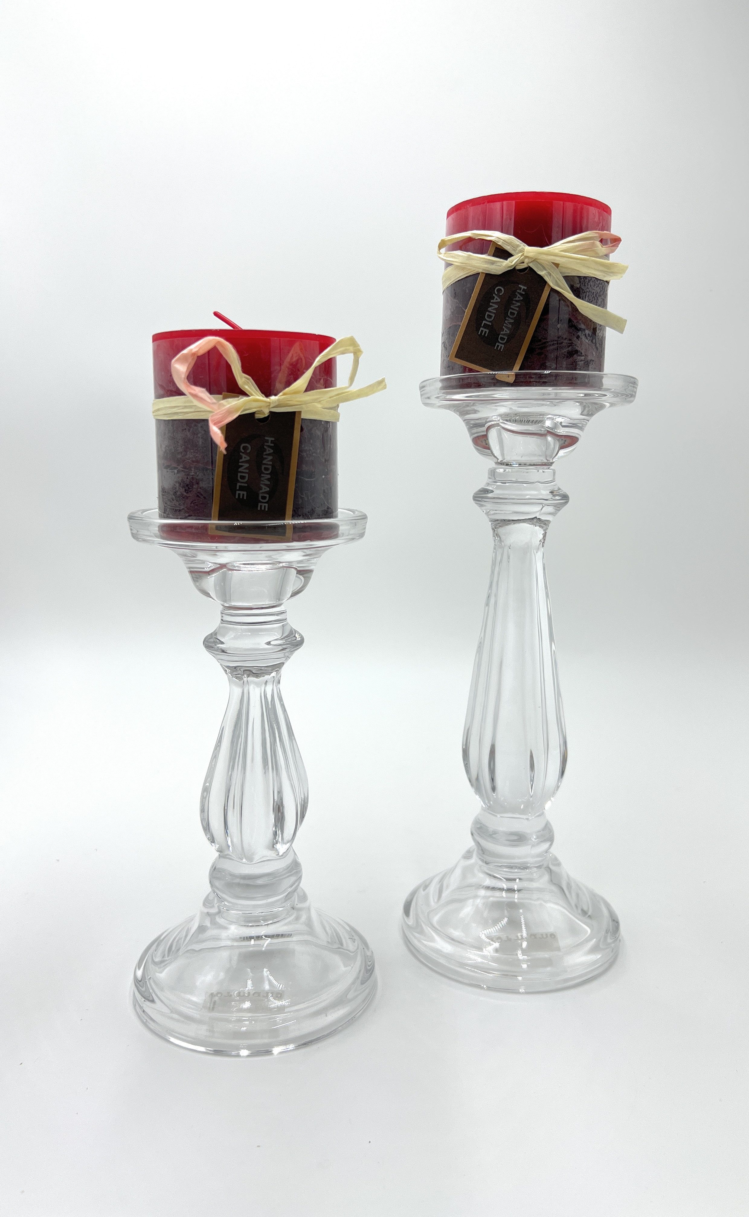 formano Kerzenständer Kerzenständer Glas 2er Set für Stab- und Stumpenkerzen, 20/25 cm (Spar-Set, 2er-Set), aus Glas