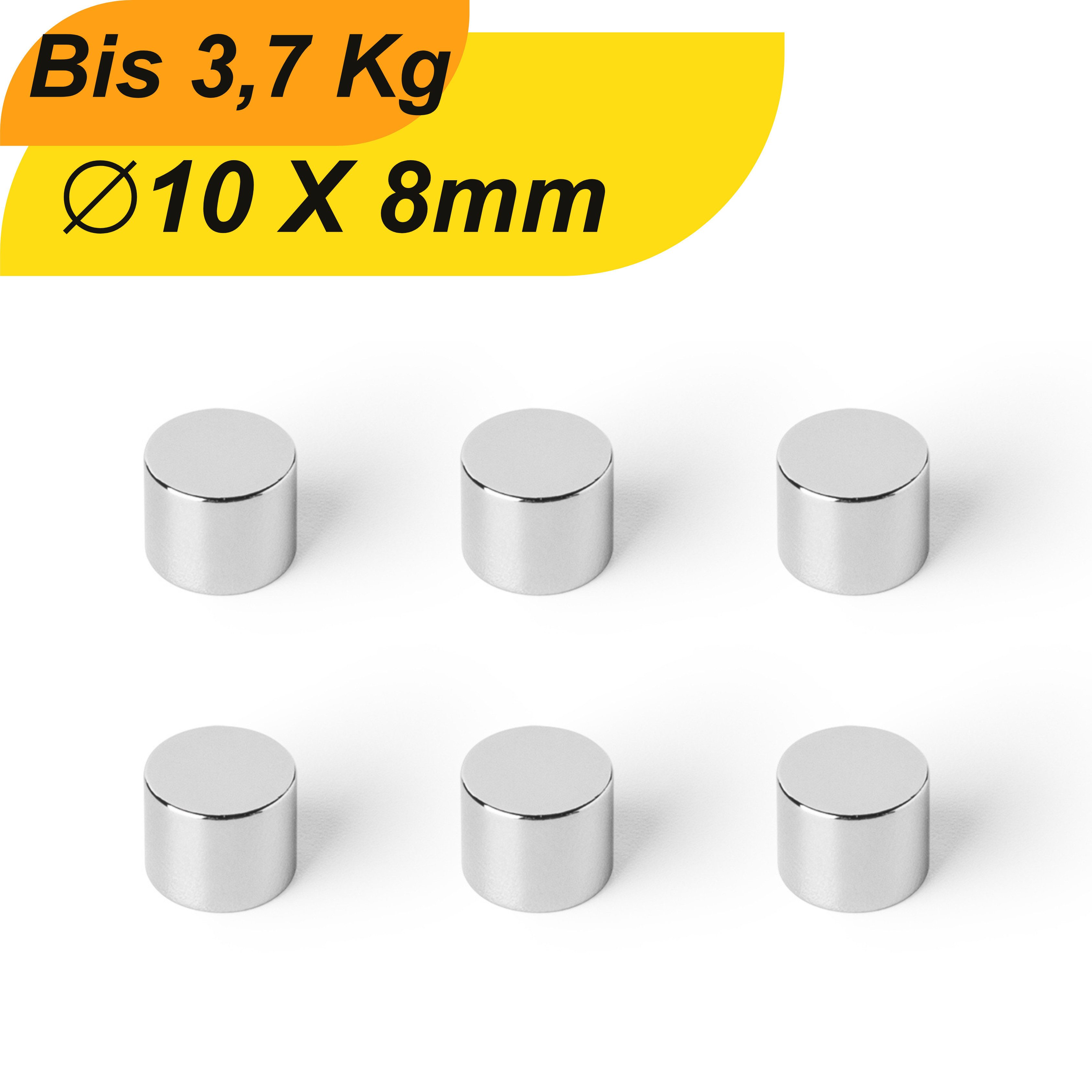 Magnet Neodym Magnet 10mm x 8mm Supermagnete hohe Haftkraft Scheibenmagnet
