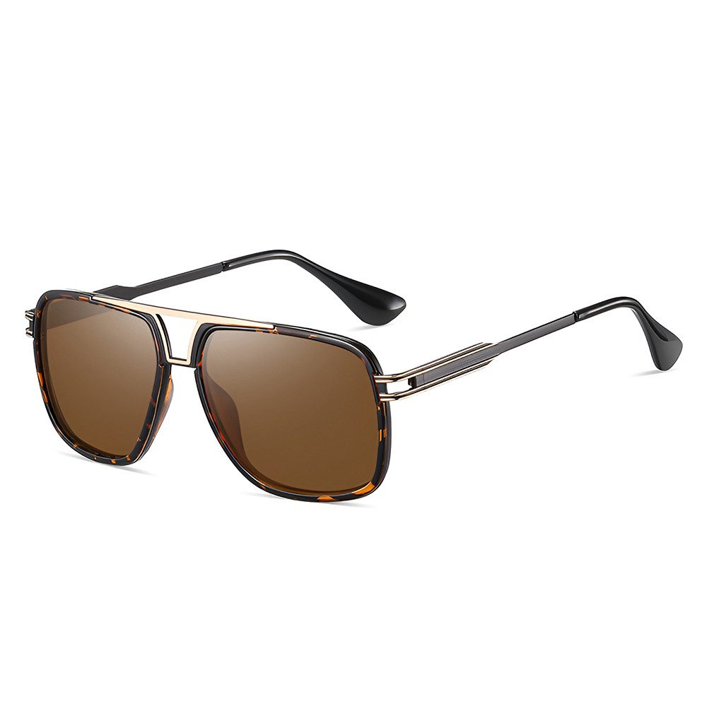 Sonnenbrille Herren UV Schutz Doppelbalkenrahmen Oversized Metall Outdoor