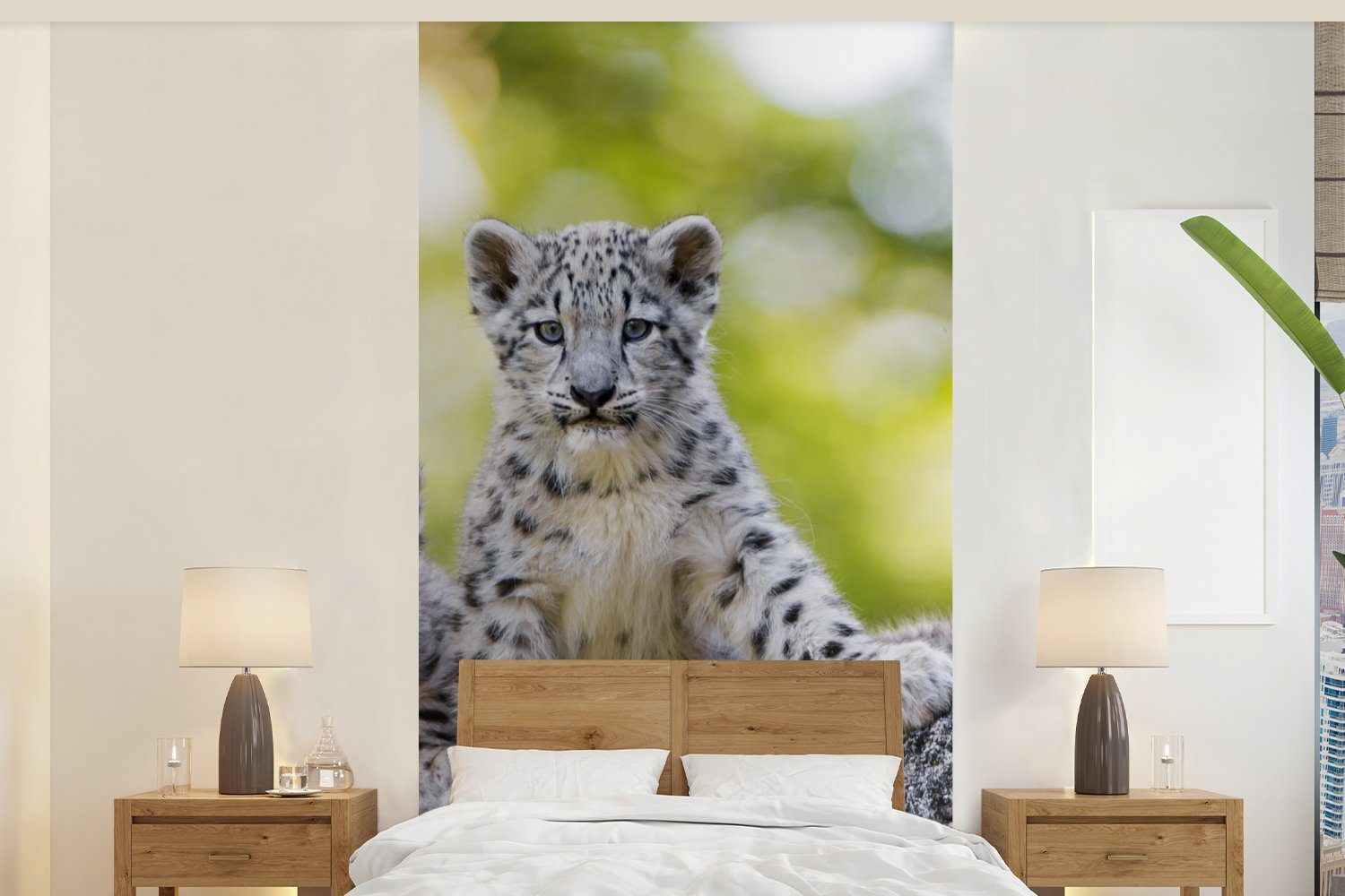 MuchoWow Fototapete Leopard - Jungtiere - Steine, Matt, bedruckt, (2 St), Vliestapete für Wohnzimmer Schlafzimmer Küche, Fototapete