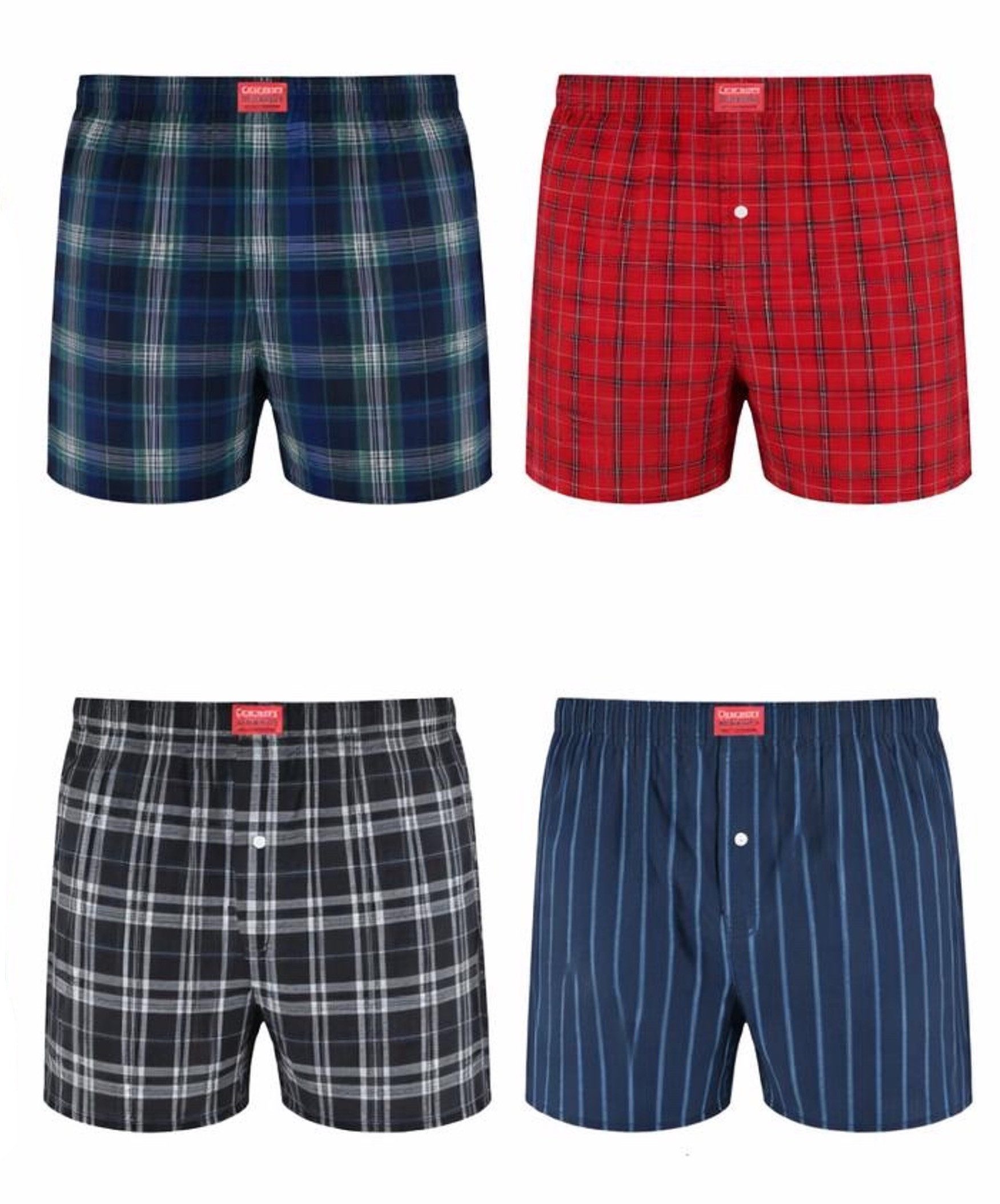 Cocain underwear Boxershorts Lockerer American Boxershort Boxer Unterhose 100 % Baumwolle kariert (Spar-Pack, 4-St., Bilder sind nur Beispiele) breiter Gummibund