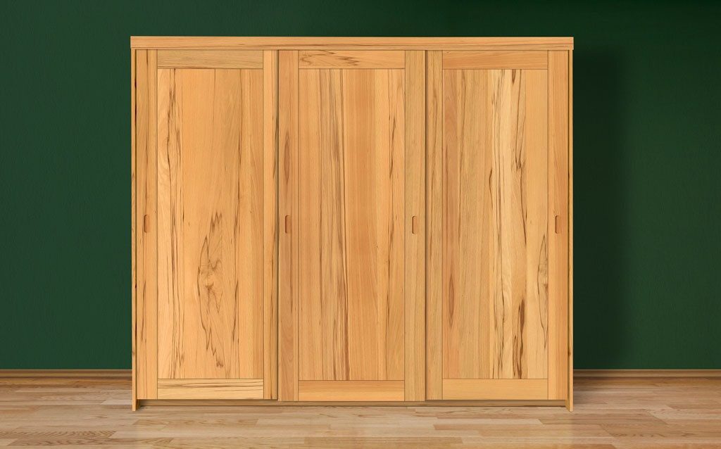 geborgenschlafen Kleiderschrank mit Drehtüren & Schiebetüren - Zirbe, Eiche und Kernbuche
