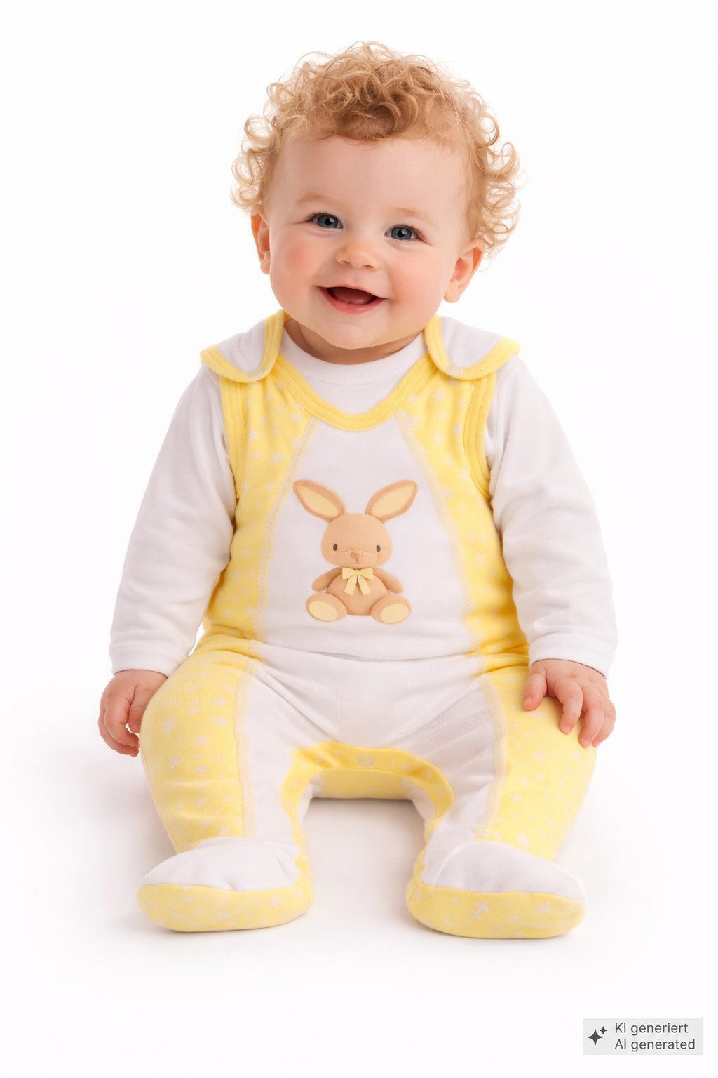 La Bortini Strampler Body mit Kratzschutz Stramplerhose Baby Set für Neugeborene (Body langarm, Strampler ärmellos, 2-teilig, für Jungen und Mädchen) unisex, in weiß gelb, 44 50 56 62 68 74