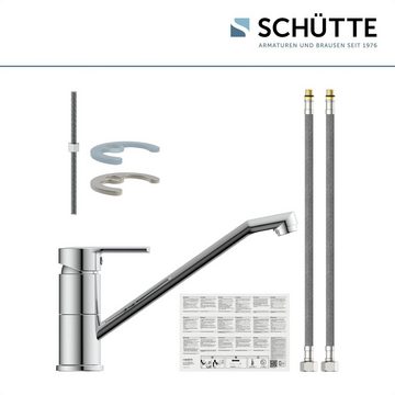Schütte Spültischarmatur Main Wasserhahn mit Wassersparfunktion, 360° schwenkbar, Chrom, Hochdruck